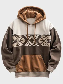 Sudaderas con capucha con estampado geométrico y patchwork