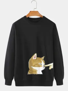 Sudaderas con estampado de manos Cartoon Gato