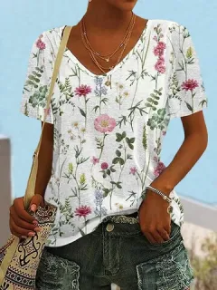 Camiseta con estampado floral Planta