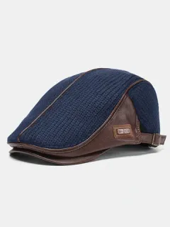 Gorro plano de punto Gorros de boina cálidos acolchados Casual al aire libre Visera hacia adelante Sombrero