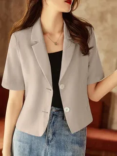 Blazer de solapa de manga corta sólido