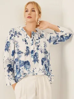 Blusa de manga larga con estampado de flores