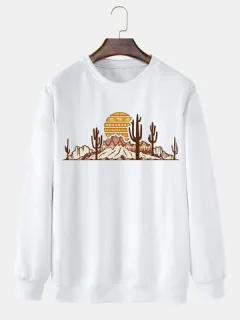 Sudadera con estampado de paisaje de cactus