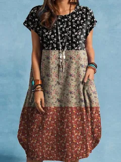 Patchwork con estampado floral ditsy Vestido