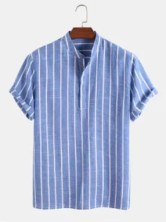 Henley informal de algodón a rayas Camisa