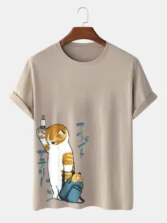 Camisetas estampadas estilo japonés Gato