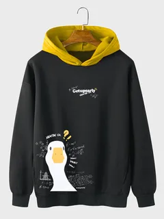 Cartoon Duck Contrast Hoodies