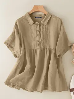 Blusa de manga corta con botones lisos