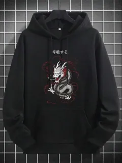 Sudaderas con capucha con estampado japonés Dragón