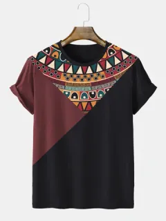 Camisetas con bloques de colores y estampado geométrico