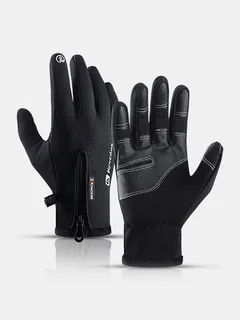 Pantalla de vellón unisex táctil Impermeable Invierno al aire libre Manténgase abrigado Impermeable Ciclismo Dedo completo Guantes