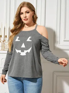 Camiseta gráfica divertida de Halloween de talla grande