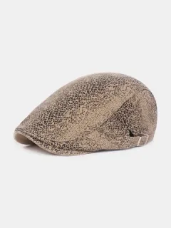 Gorra de boina de algodón para hombre Gorra fina de leopardo Visera informal Sombrero