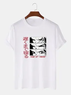 Camisetas con estampado de eslogan de anime japonés