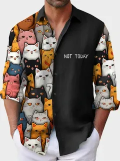 Camisas de patchwork con estampado de letras de gato