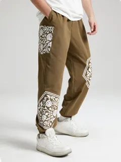 Estampado de gráficos florales Pantalones