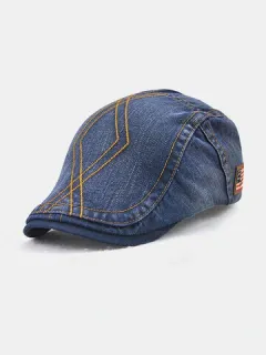 Gorras planas con etiqueta de cuero bordada para hombre