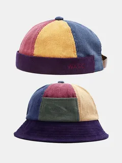 2PCS Unisex Color Contraste Patchwork Cráneo Gorra Cubo Sombrero