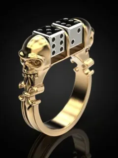 1 x Alloy Skull Gold Dice Ring.