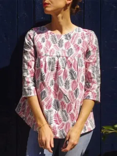 Blusa con estampado integral Planta Hoja