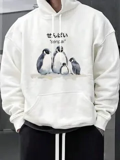 Sudaderas con capucha con estampado de tinta de pingüino