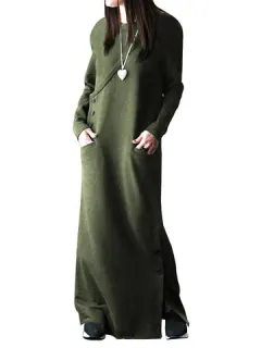 Sudadera casual maxi con botones Vestido