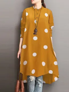 Polka Dot Print High-Low Dress