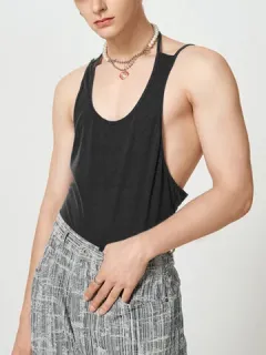 Chaleco sin mangas con cuello halter ahuecado