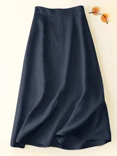 Solid cotton skirt with zipper on the back