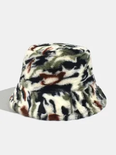 Mujeres y hombres Plush Camo al aire libre Cubo Sombrero