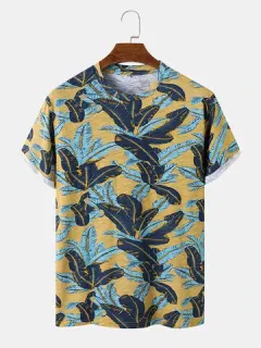 Camiseta informal con estampado gráfico Hoja de algodón