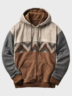 Sudaderas con capucha de patchwork en contraste étnico