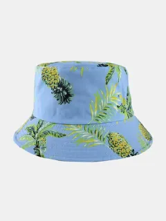 Women and Men Fruit Pineapple Pattern Double-sided Bucket Hat