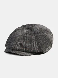 Collrown Men Wool Stripe Triangle vendimia Gorra octogonal Gorra plana