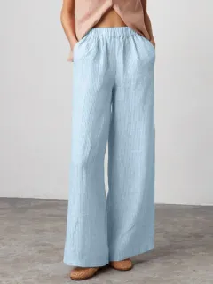 Cintura elástica informal a rayas Pantalones