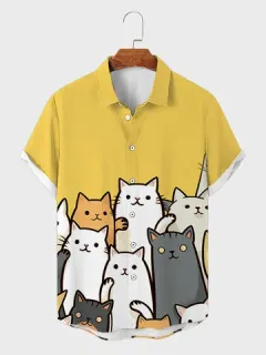 Camisas con estampado de dibujos animados lindo Gato