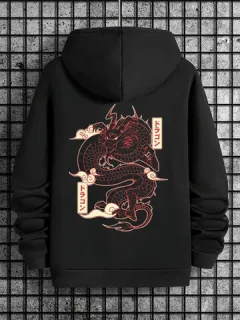 Sudaderas con capucha japonesas con estampado trasero Dragón