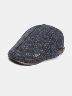 Collrown Men Knit Gorra plana acolchada cálida boina gorra