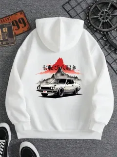 Sudaderas con capucha con estampado de montaña japonesa Coche