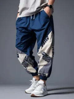 Jogger étnico con estampado geométrico Pantalones