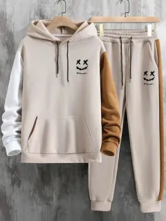 Smile Patchwork Hooded Set