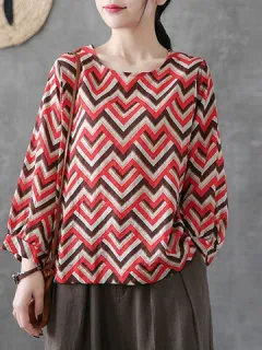 Chevron Check Striped Pattern Blouse