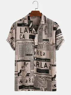 65% algodón Estampado periódico divertido Camisa