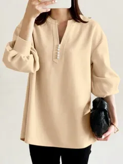 V-neck sweatshirt with pearl detail