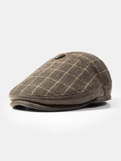 Gorra plana de boina de celosía gruesa de patchwork para hombre