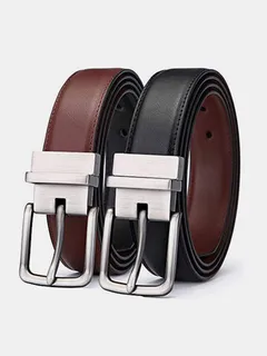 Hot Sale Belt Men's Leather Casual Two-side Rotating Pin Buckle Professional Belt