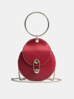 Women's Concise Metal Ring Chain Shoulder Portable Bag