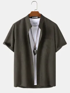 Camisas sólidas con cuello alto