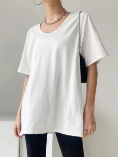 Camiseta casual de manga corta dividida sólida