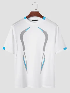 Elegante Patrón O Cuello Soft Camiseta deportiva transpirable